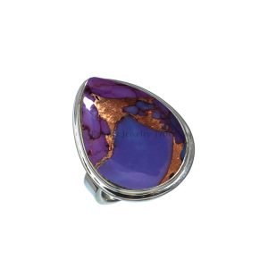 Kanika Jewelry Trove 925 Sterling Silver Purple Copper Turquoise Handmade Statement Ring for Women & Girl