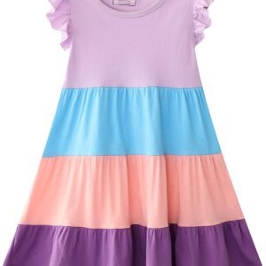 HILEELANG Little Girls Short Sleeve Dresses HILEELANG Little Girls Short Sleeve Dresses