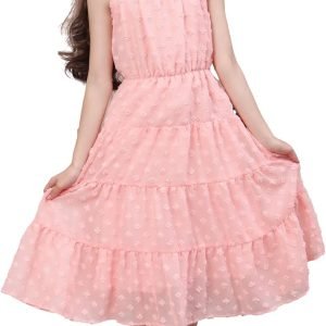 Girls Casual Dresses Sleeveless A-line Flowy Tulle Floaty Dresses Size 7-14 with Belt and Back-up Button Girls Casual Dresses Sleeveless A-line Flowy Tulle Floaty Dresses Size 7-14 with Belt and Back-up Button