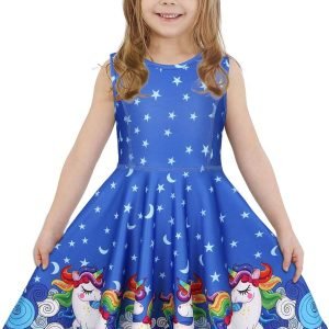 LaBeca Girls Dress Sleeveless Long Sleeve Kids Toddler Little Big Girl Unicorn Mermaid Casual Dresses