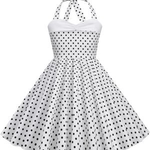 KISSOURBABY Girls 50s Sweetheart Vintage Flower Swing Straps Prom Dress with Polka Dots 3-11Years