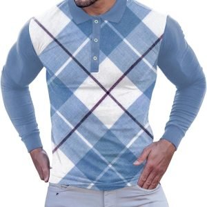 Kuokuo Mens Fashion Casual Sports Abstract Digital Print Lapel Button Long Sleeve Cuff Top Mens Foil Top Kuokuo Mens Fashion Casual Sports Abstract Digital Print Lapel Button Long Sleeve Cuff Top Mens Foil Top