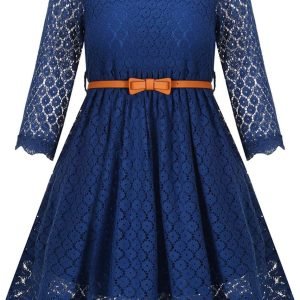 Lace Flower Girl Dress Princess Dress 2-14 Years Children Clothes Kids Party Clothing Long Sleeve