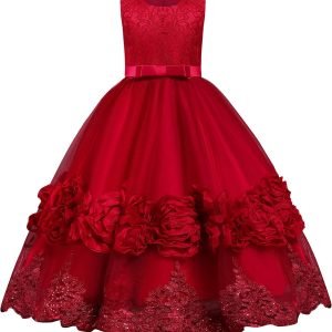 Flower Girls Princess Floral Boho Lace Embroidered Star Pageant Dresses for Kids Baby Party Wedding Puffy Communion Maxi Gown Flower Girls Princess Floral Boho Lace Embroidered Star Pageant Dresses for Kids Baby Party Wedding Puffy Communion Maxi Gown