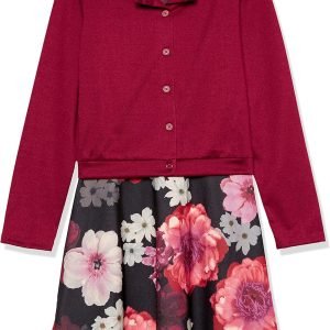 Speechless Girls’ Sleeveless Dress and Long Sleeve Cardigan