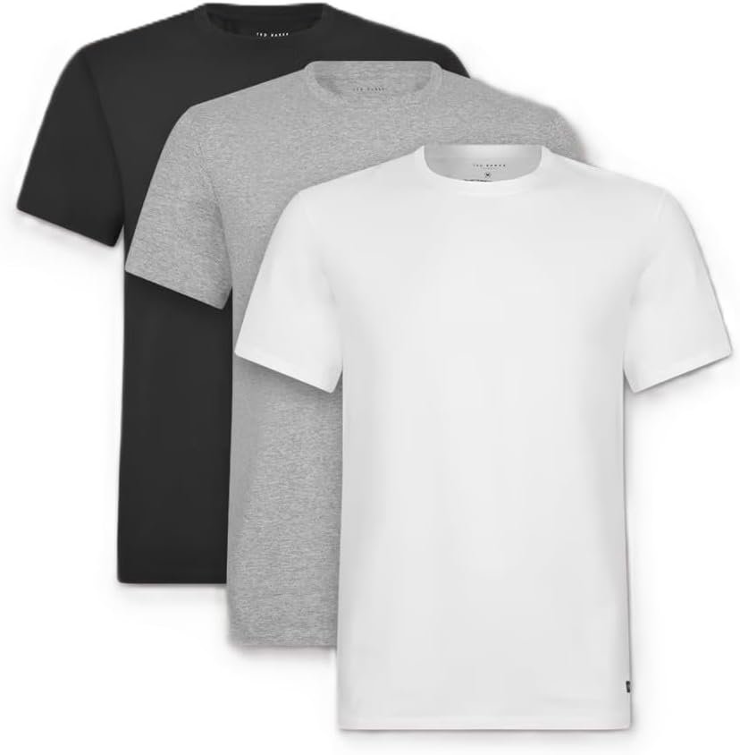 Buy Now : Ted Baker Mens 3-Pack Breathable Cotton Stretch Crew Neck T-Shirt