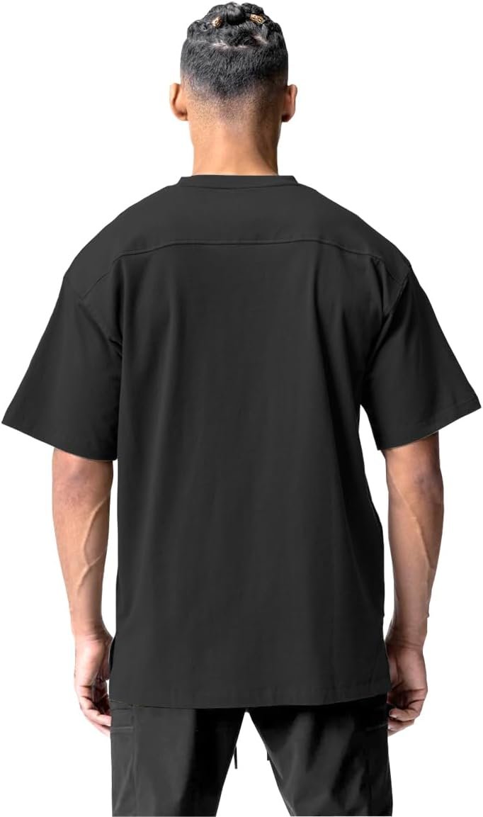 Buy Now : XYKJFIT Men's 1 or 2 Pack Solid Color T-Shirt Short Sleeve Fashion Loose Round Neck Gym Sports Leisure Fitness Top Oversized T-Shirt - Image 2