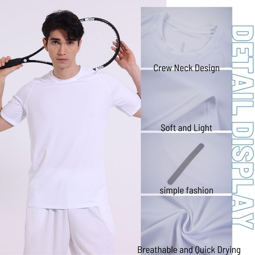 Buy Now : fovdtaa 5 Pack Mens Short Sleeve Crew Neck Gym T Shirt Workout Running Tops Mens Breathable Athletic Shirts Short Sleeve Sport Tops - Image 6