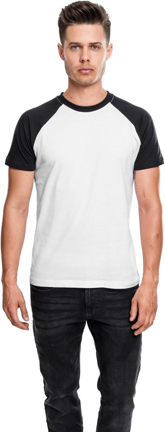 Buy Now : Urban Classics Men's Baseball T-Shirt, Contrast Shortsleeves T-Shirt, Sports Shirt, Crew Neck, 100% Jersey Cotton Available, Sizes: S-5XL