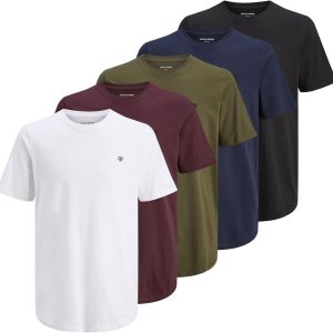 Buy Now : JACK & JONES Mens Brody 5 Pack T-Shirt