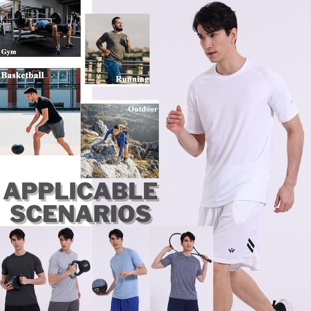 Buy Now : fovdtaa 5 Pack Mens Short Sleeve Crew Neck Gym T Shirt Workout Running Tops Mens Breathable Athletic Shirts Short Sleeve Sport Tops - Image 5