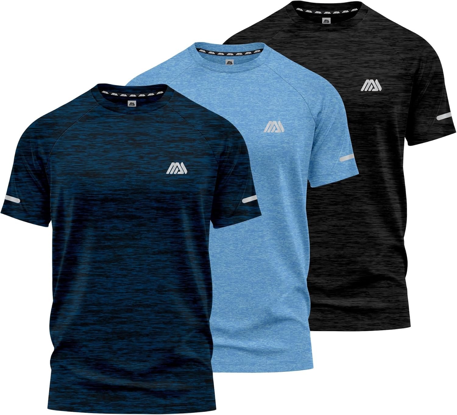 Buy Now : mymixtrendz Pack of 3 Mens Short Sleeve T-Shirts Athletic Workout Fit Wicking Moisture Quick Drying Sports Gym T-Shirts Top