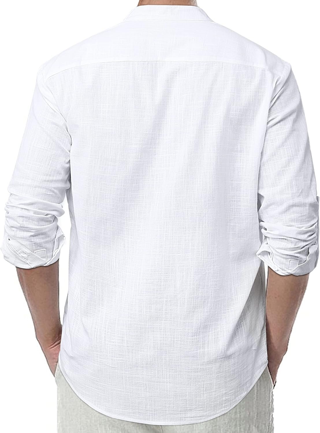 Buy Now : Enlision Mens Casual Cotton Linen Shirt Long Sleeve Button Down Summer Lightweight Henley Shirt Tops - Image 3