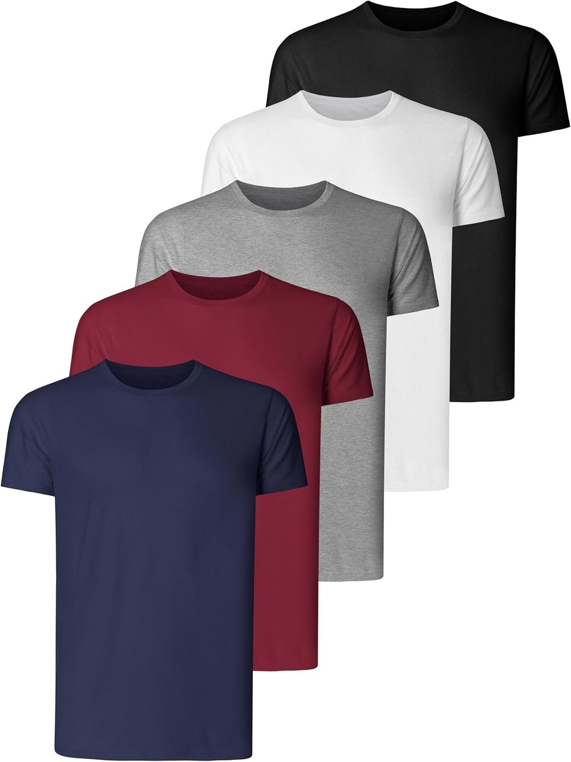 Buy Now : Men's T-Shirts 5 Pack Short Sleeve Crew Neck UK Plain Cotton