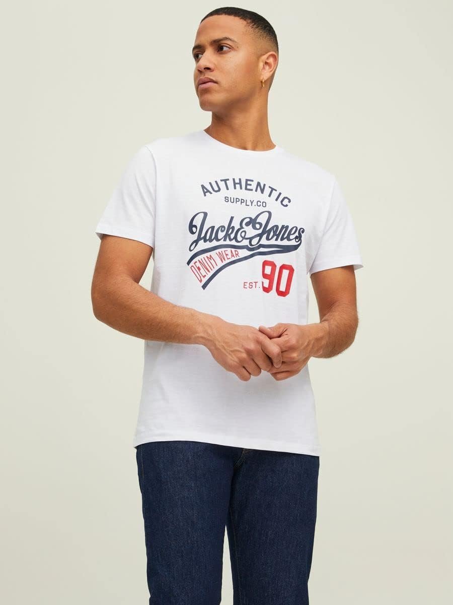 Buy Now : JACK & JONES Mens 3 Pack T-Shirts Comfortable Breathable Summer Crew Neck Cotton T-Shirt for Men UK, Size: S to 2XL - Image 3