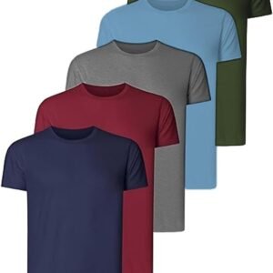 Buy Now : flintronic Men’s T-Shirt, 5 Pack Plain Crew Neck T-Shirt, Super Soft T-Shirt, Comfort Fit, Stretch Men’s T-Shirts for Any Occasion