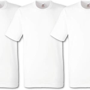 Buy Now : Fruit of the Loom Pack of 3 Heavy Cotton Men’s T-Shirt + Free Web-Textilien24 Fabric Bag – S M L XL XXL 3XL – Various Colour Sets