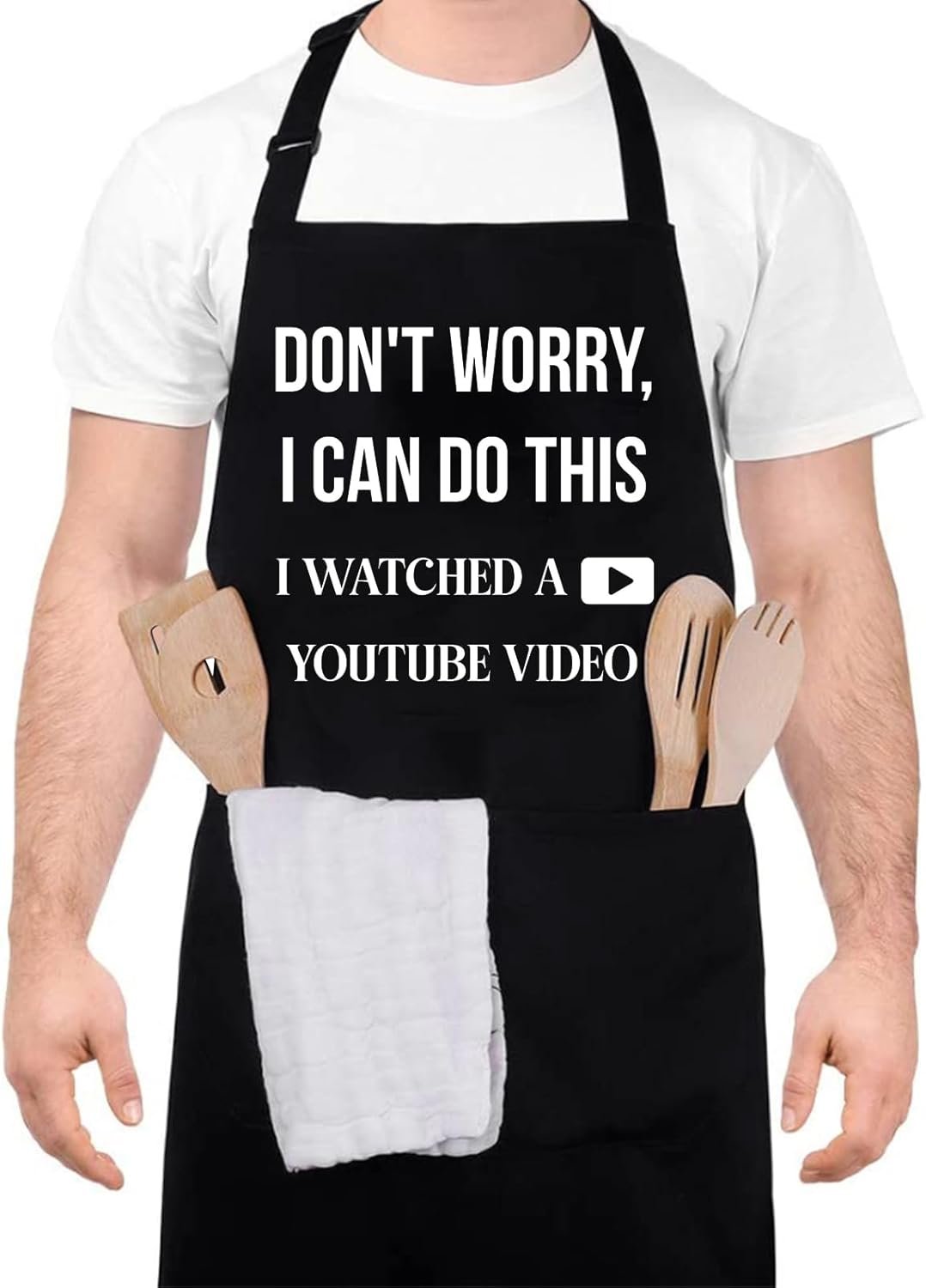Buy Now : Funny Aprons for Men-DON'T WORRY, I CAN DO THIS,BBQ Apron with Large Pockets, Men's Cooking Apron, Funny Gift for Men, Husband, Dad, Grandad