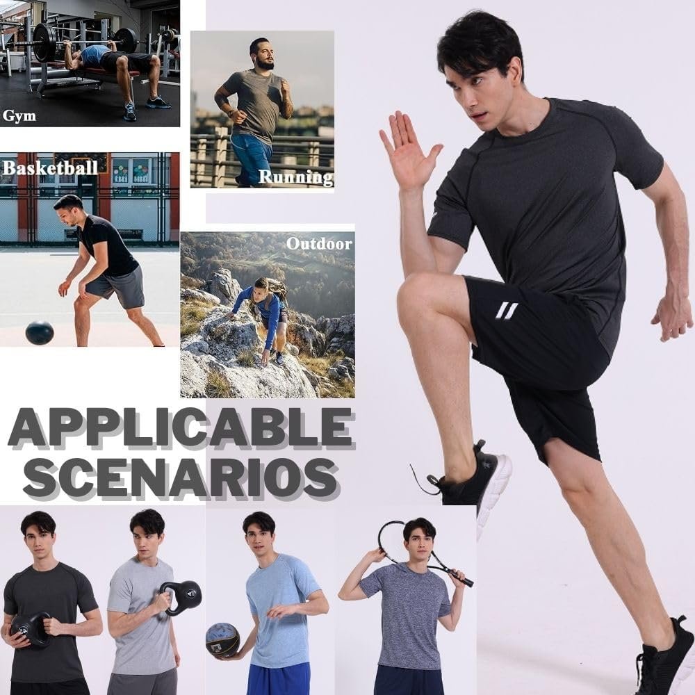 Buy Now : 5 Pack Mens Short Sleeve Crew Neck Gym T Shirt Workout Running Tops Mens Breathable Athletic Shirts Short Sleeve Sport Tops - Image 5