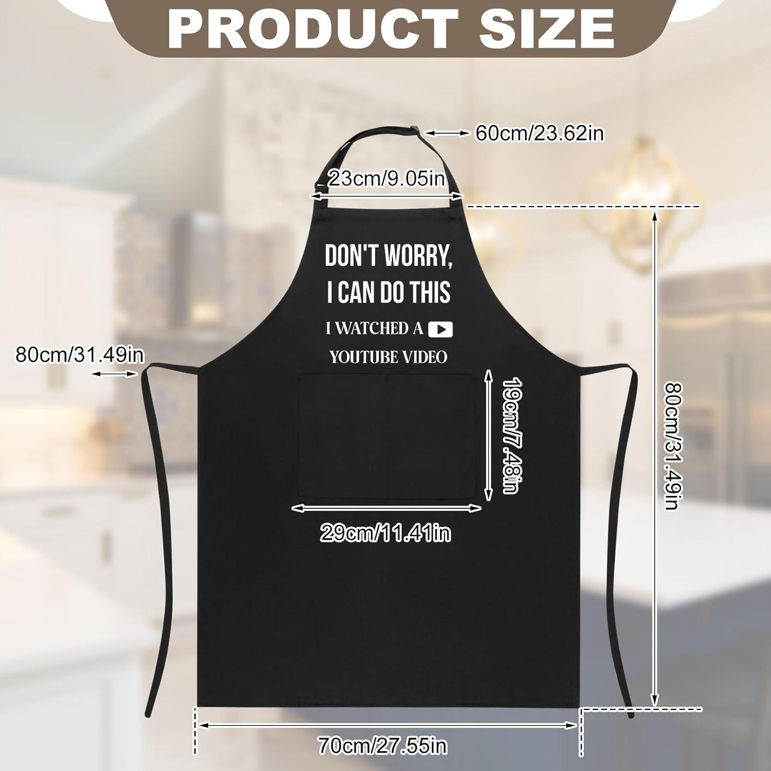 Buy Now : Funny Aprons for Men-DON'T WORRY, I CAN DO THIS,BBQ Apron with Large Pockets, Men's Cooking Apron, Funny Gift for Men, Husband, Dad, Grandad - Image 2