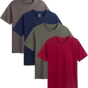 Buy Now : Mens T-Shirt 4 Pack Men Black Short Sleeve Shirts Tee Crew Neck Cotton Black Shirts Lightweight and Comfortable Size S-4XL