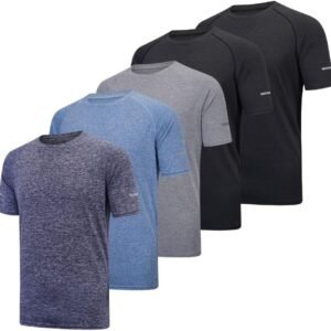 Buy Now : 5 Pack Mens Short Sleeve Crew Neck Gym T Shirt Workout Running Tops Mens Breathable Athletic Shirts Short Sleeve Sport Tops