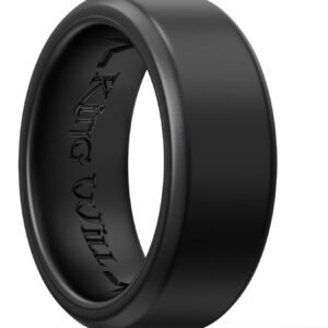 Buy Now : King Will Silicone Wedding Rings for Men and Women, Thin Heart Pattern Inner, Black/Blue/Mint Blue/Grey Rubber Engagement Ring, 8mm Wide 2.2mm Thick