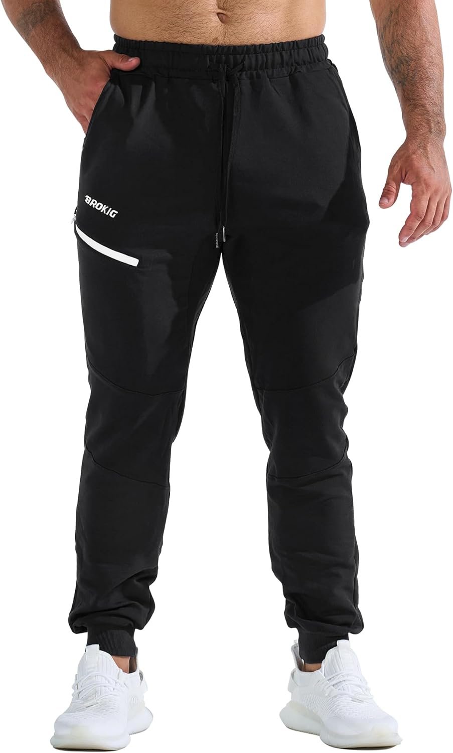Buy Now : Gesaofa Mens T-Zip Gym Jogger Bottoms Sports Tracksuit Bottoms Running Jogging Trousers Slim Tapered Track Pants - Image 3