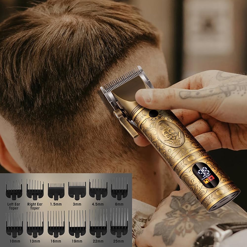 Buy Now : Roziapro Professional Hair Clippers Cordless Beard Trimmer for Men Zero Gapped T-Blade Trimmer USB Rechargeable Haircut Kit (Golden) - Image 6