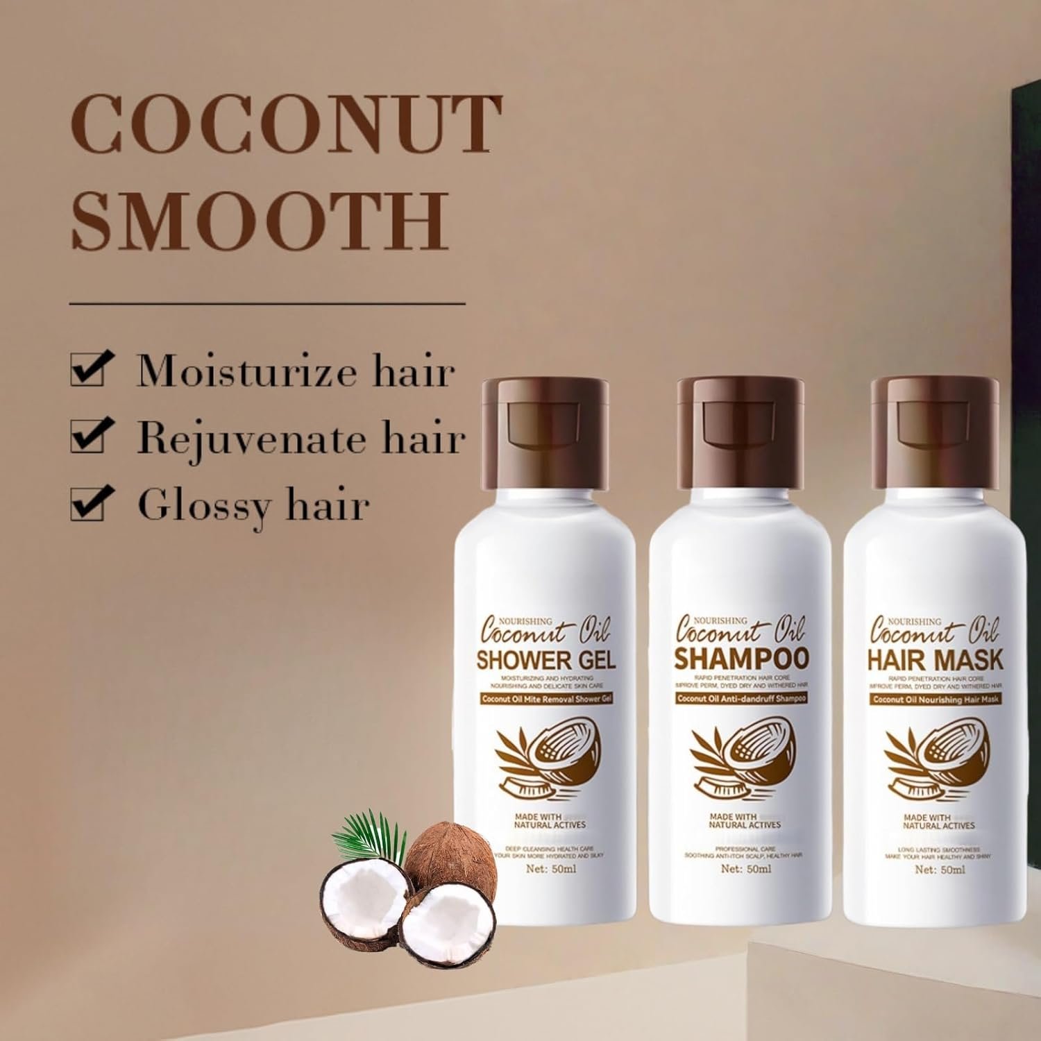 Buy Now : Coconut Oil Travel Size Toiletries,Coconut Bath & Hair Care Set,Travel Shampoo and Conditioner,Min/i Shampoo and Conditioner Se/t,Moisturising Shampo/o and Conditione/r Se/t for Women & Men - Image 7