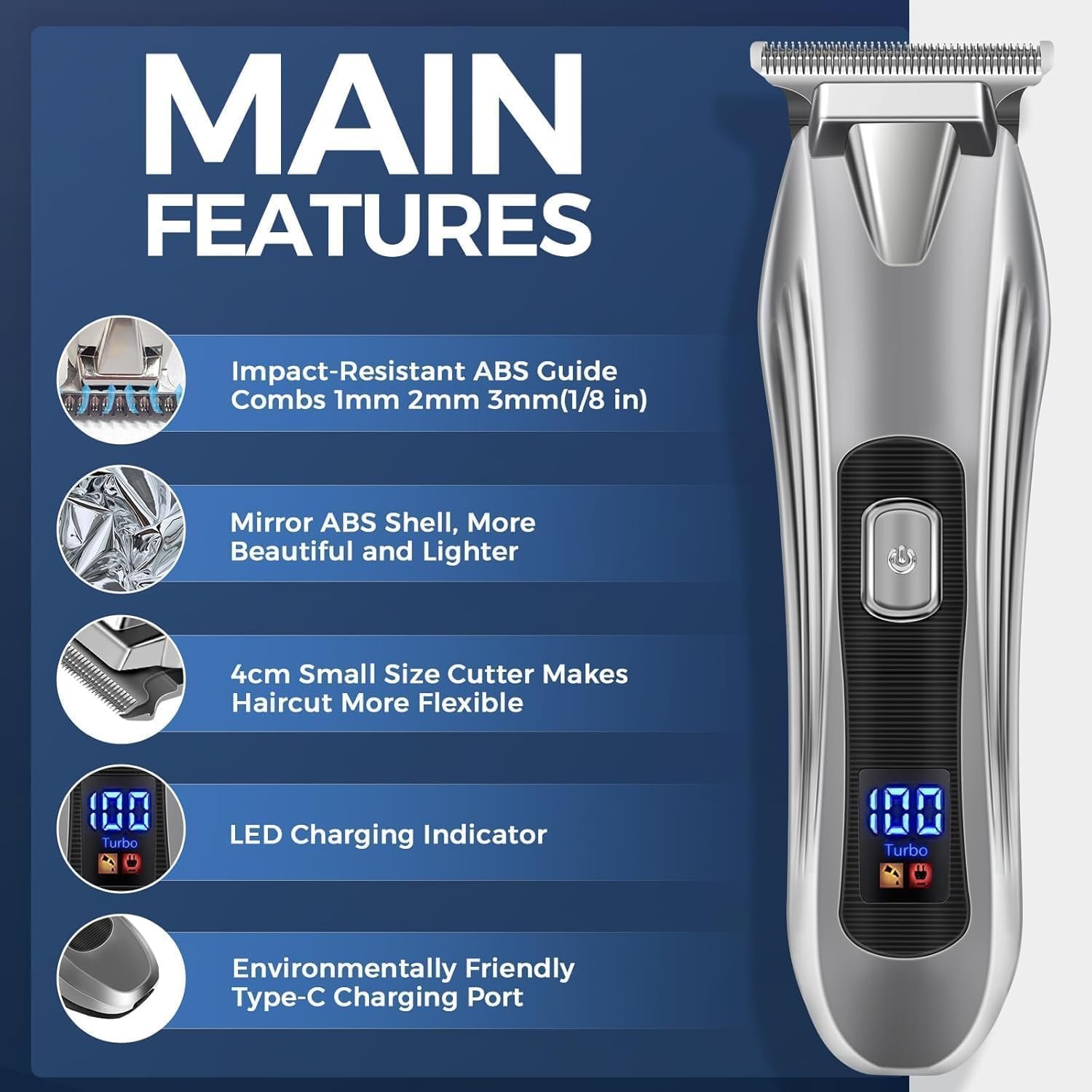 Buy Now : Beard Trimmer Hair Clippers Men,Cordless Rechargeable Hair Trimmer for Men,Premium Professional Barber Clippers with T Blade Shaver & LCD Display Gift - Image 2