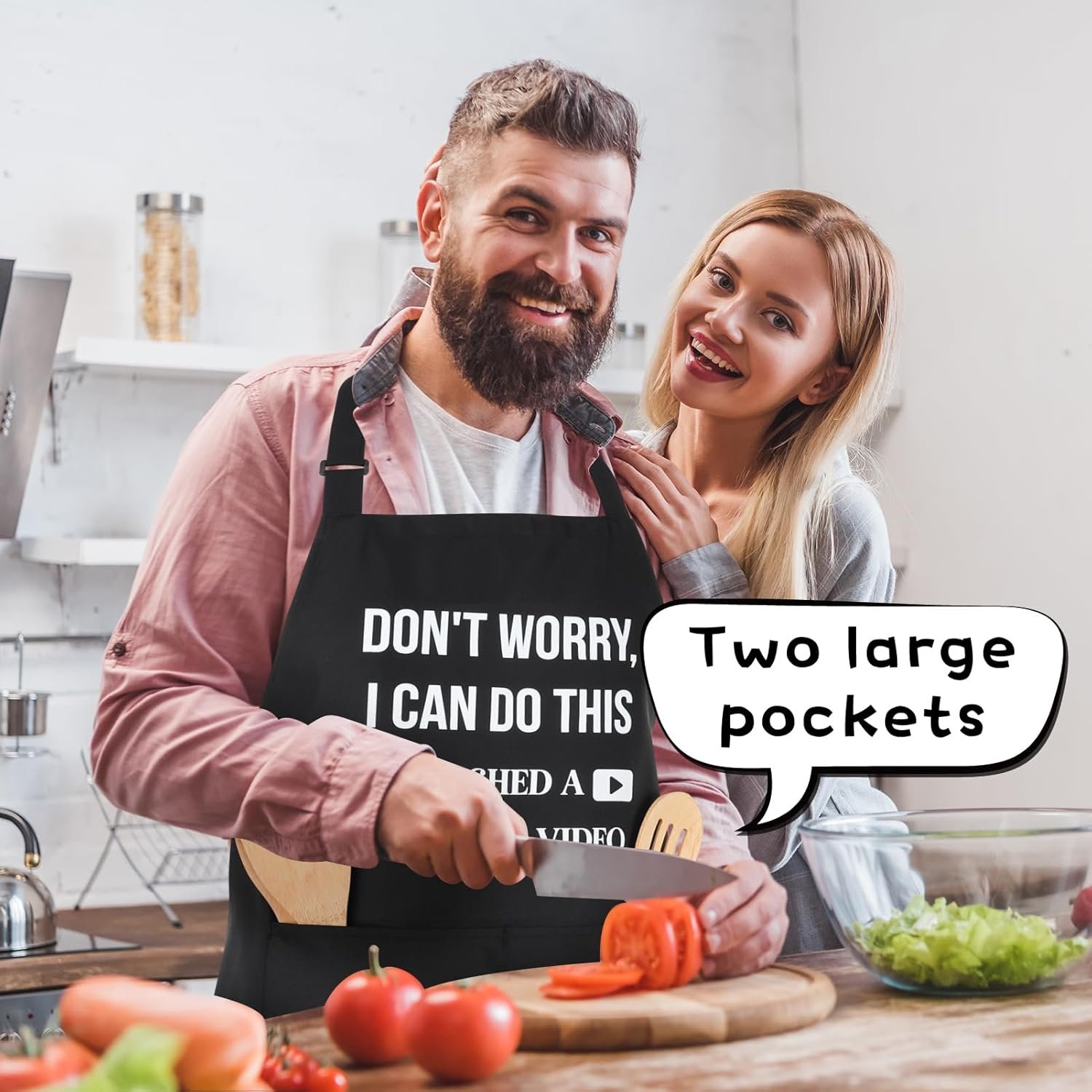Buy Now : Funny Aprons for Men-DON'T WORRY, I CAN DO THIS,BBQ Apron with Large Pockets, Men's Cooking Apron, Funny Gift for Men, Husband, Dad, Grandad - Image 5