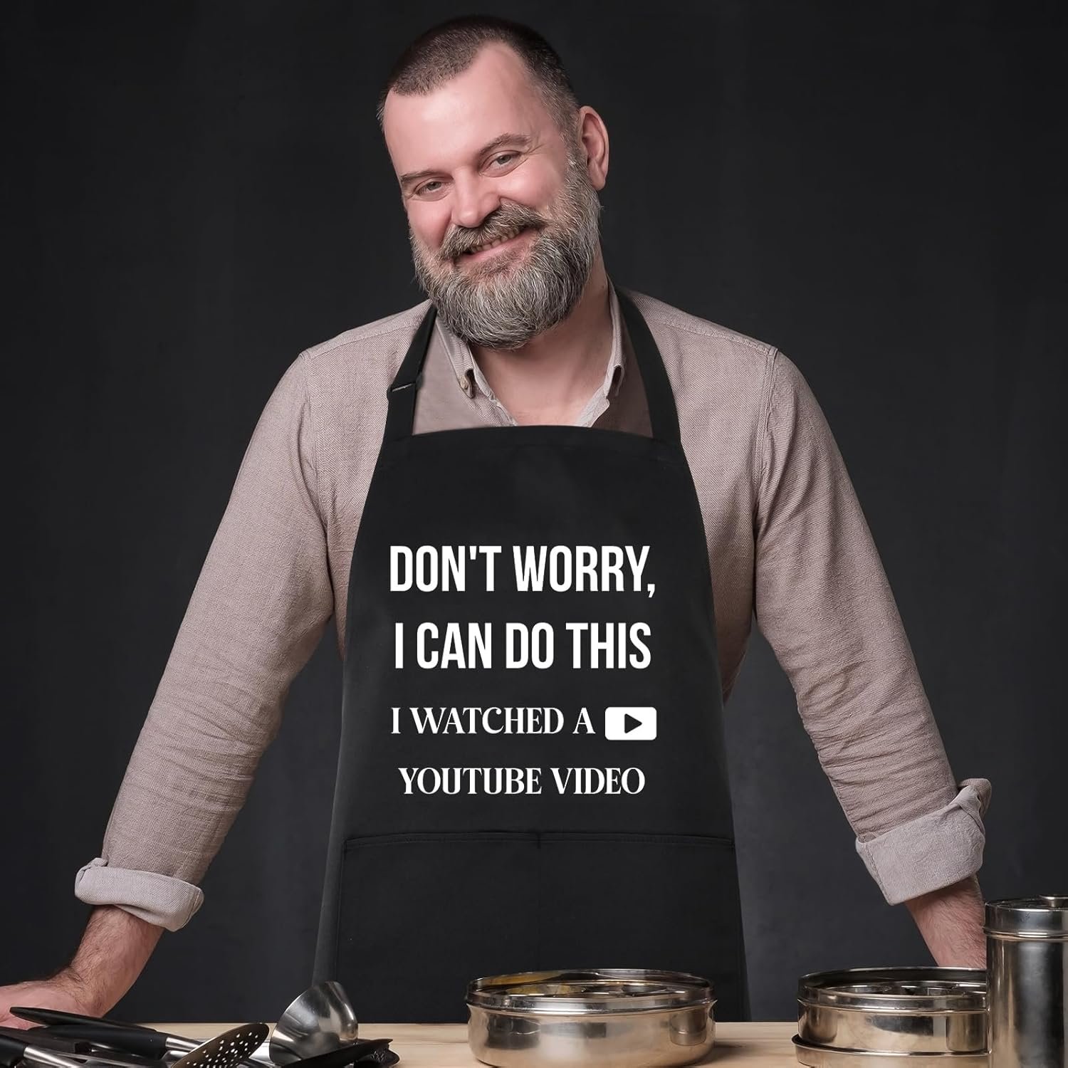 Buy Now : Funny Aprons for Men-DON'T WORRY, I CAN DO THIS,BBQ Apron with Large Pockets, Men's Cooking Apron, Funny Gift for Men, Husband, Dad, Grandad - Image 7