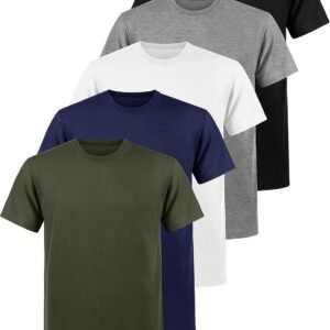 Buy Now : Men’s Heavy T-Shirt Pack of 5 Plain Crew Neck Short Sleeve