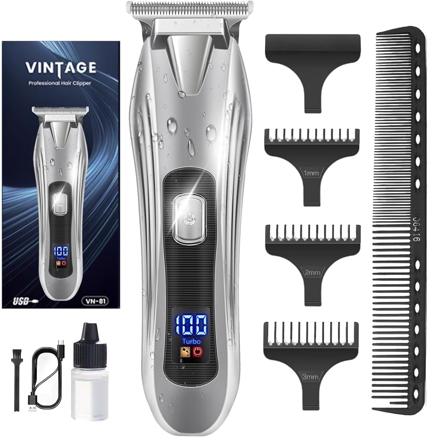 Buy Now : Beard Trimmer Hair Clippers Men,Cordless Rechargeable Hair Trimmer for Men,Premium Professional Barber Clippers with T Blade Shaver & LCD Display Gift