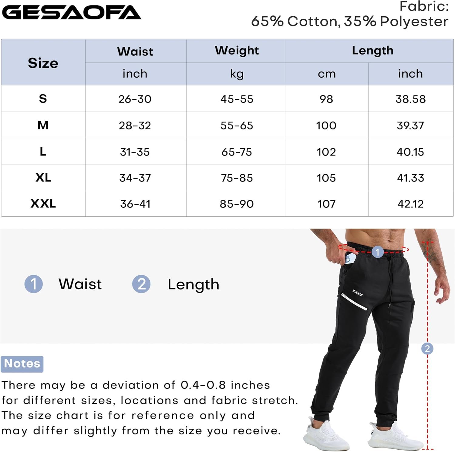 Buy Now : Gesaofa Mens T-Zip Gym Jogger Bottoms Sports Tracksuit Bottoms Running Jogging Trousers Slim Tapered Track Pants - Image 6