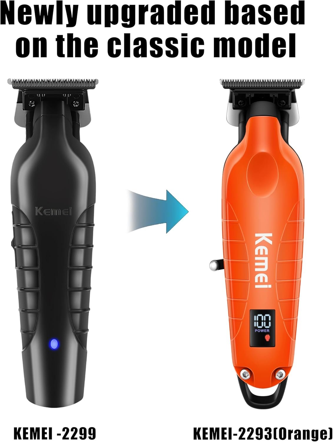 Buy Now : KEMEI 2293 Professional Hair/Beard Trimmer for Men Zero Gapped Hair Clippers for Barber with T Blade, Cordless Rechargeable, Orange - Image 7