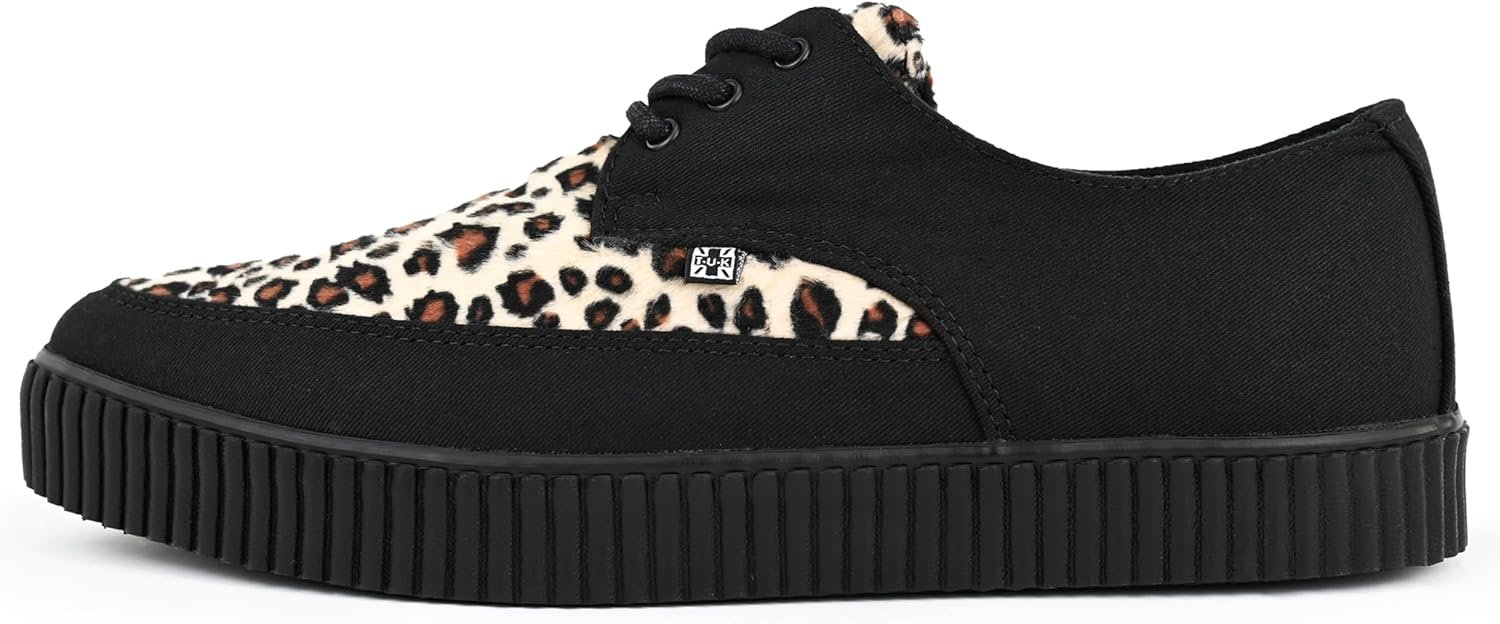 Buy Now : T.U.K. Pointed Creeper Sneakers - Men's and Women's Shoes - Punk Goth and Rocker Style Canvas Print and Suede Lace Up Shoes
