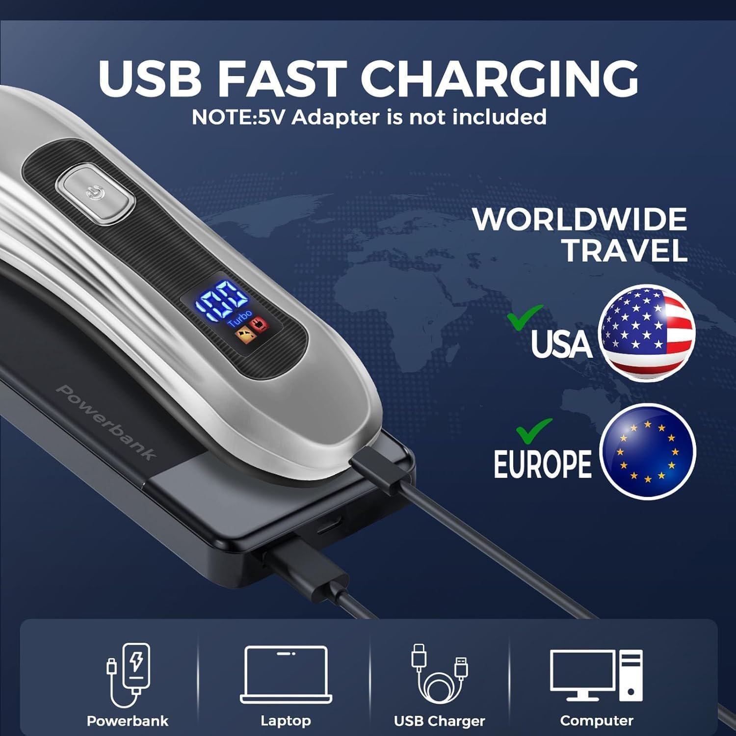 Buy Now : Beard Trimmer Hair Clippers Men,Cordless Rechargeable Hair Trimmer for Men,Premium Professional Barber Clippers with T Blade Shaver & LCD Display Gift - Image 4