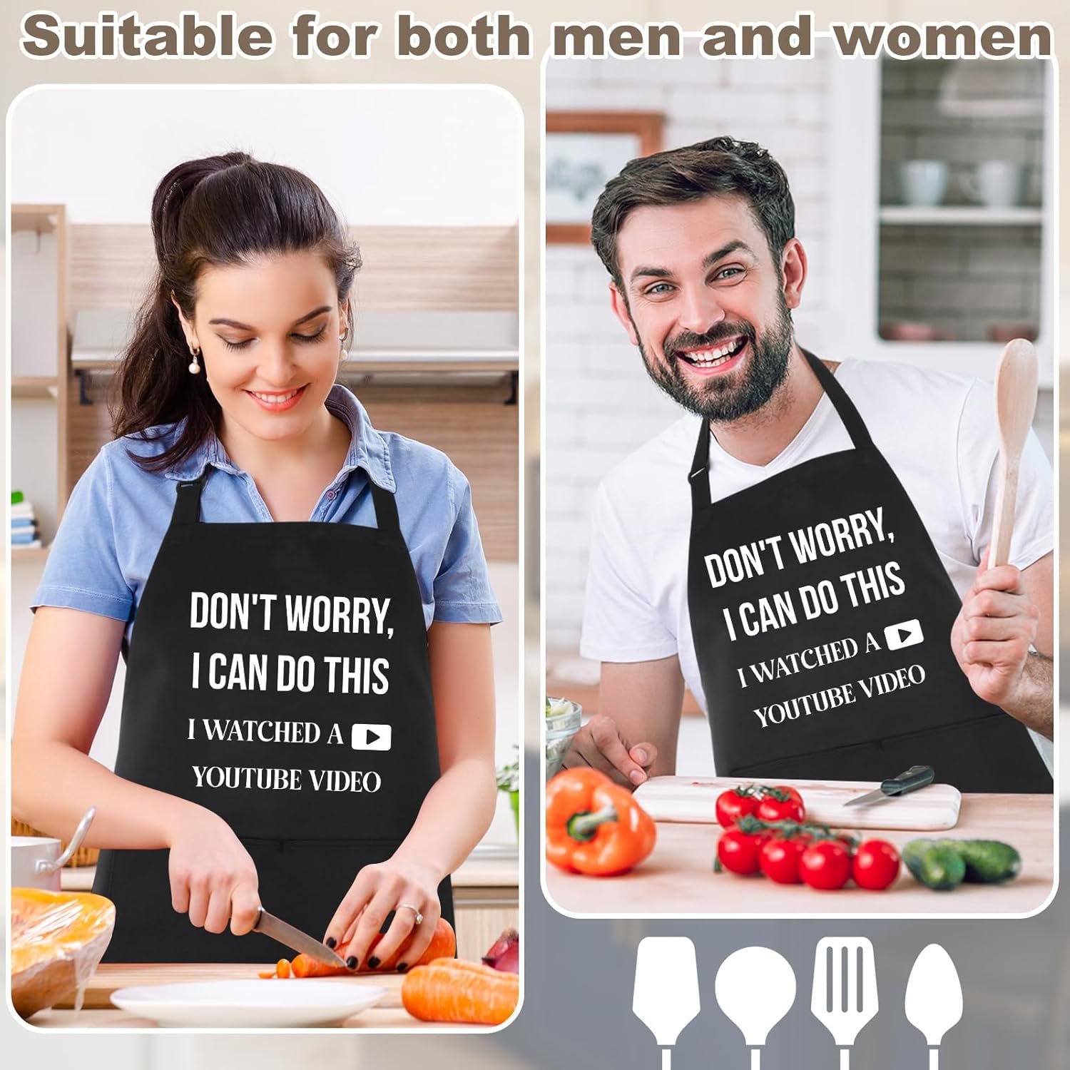 Buy Now : Funny Aprons for Men-DON'T WORRY, I CAN DO THIS,BBQ Apron with Large Pockets, Men's Cooking Apron, Funny Gift for Men, Husband, Dad, Grandad - Image 6