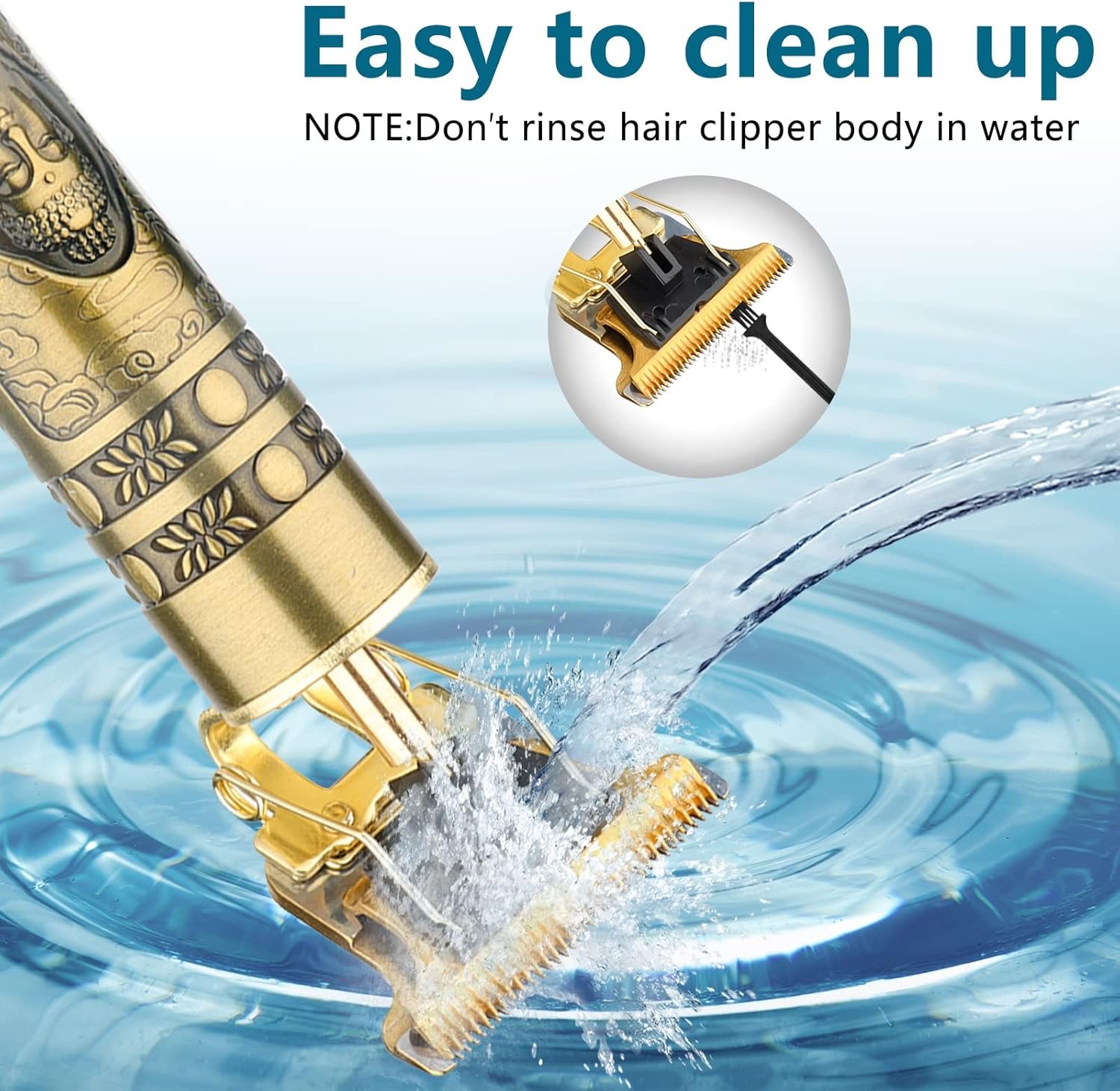 Buy Now : Hair Clippers Men 4 Limited Comb, Electric Beard Trimmer with Waterproof T-Blade, USB Chargeable Men's Hair Clipper for Gift, Beard Grooming Kit for Barbers Haircut (Gold) - Image 3