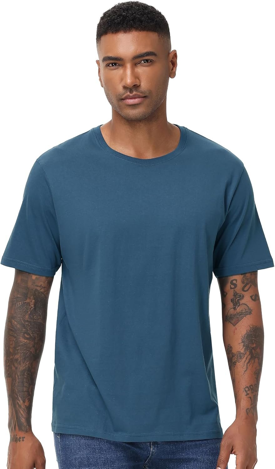 Buy Now : Mens T-Shirt 5 Pack Multicoloured Short Sleeve Shirts for Mens Tee Crew Neck Cotton Shirts - Lightweight and Comfortable - Size S-4XL - Image 2