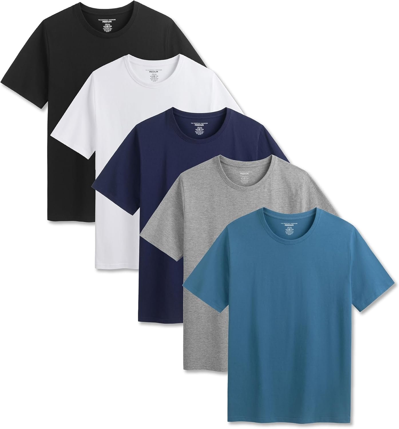 Buy Now : Mens T-Shirt 5 Pack Multicoloured Short Sleeve Shirts for Mens Tee Crew Neck Cotton Shirts - Lightweight and Comfortable - Size S-4XL