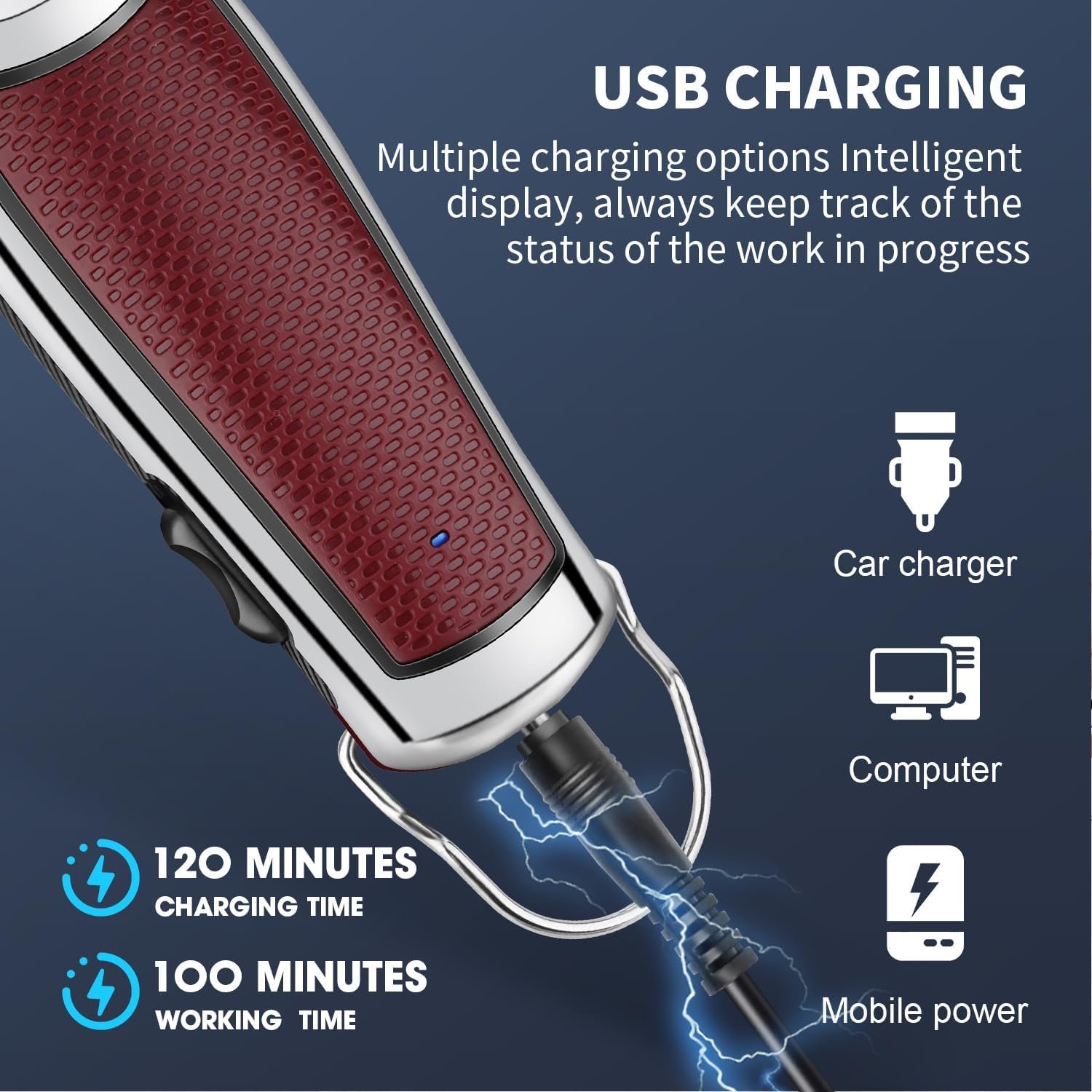 Buy Now : HIENA PRO Professional Hair Clippers for Men, Cordless Zero Gapped Beard Trimmer, Electric T-Blade Hair Precision Trimmer, USB Rechargeable - Image 4