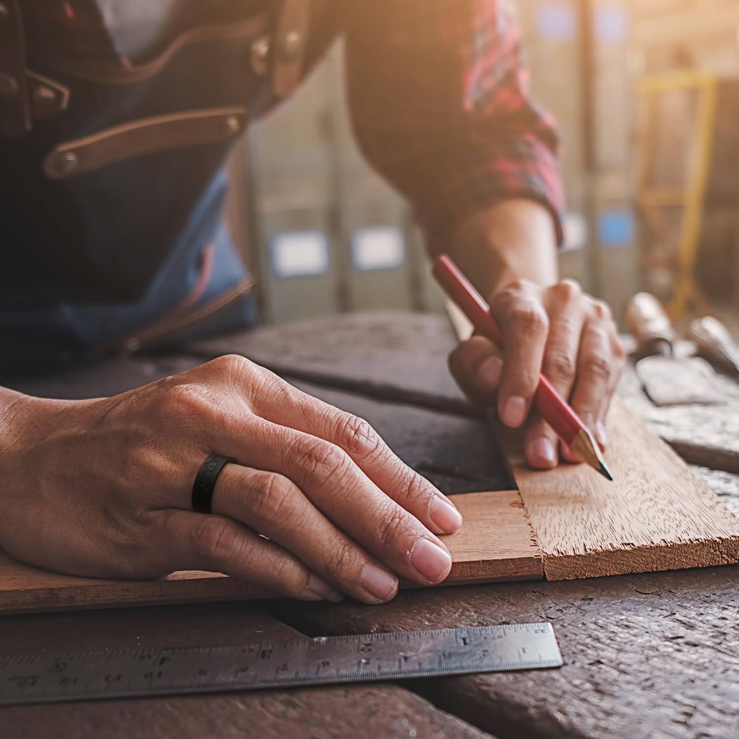 Buy Now : King Will Silicone Wedding Rings for Men and Women, Thin Heart Pattern Inner, Black/Blue/Mint Blue/Grey Rubber Engagement Ring, 8mm Wide 2.2mm Thick - Image 5