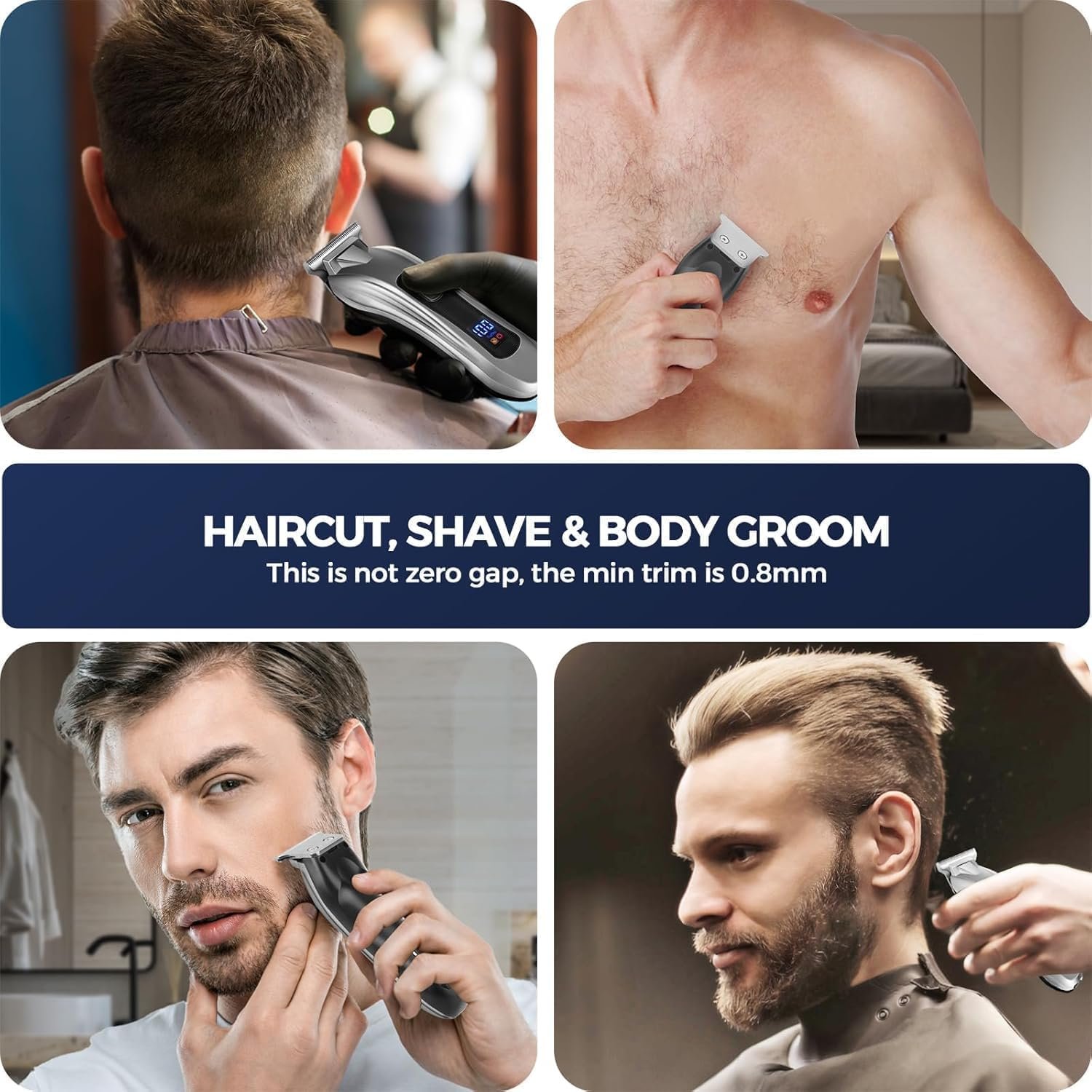 Buy Now : Beard Trimmer Hair Clippers Men,Cordless Rechargeable Hair Trimmer for Men,Premium Professional Barber Clippers with T Blade Shaver & LCD Display Gift - Image 7