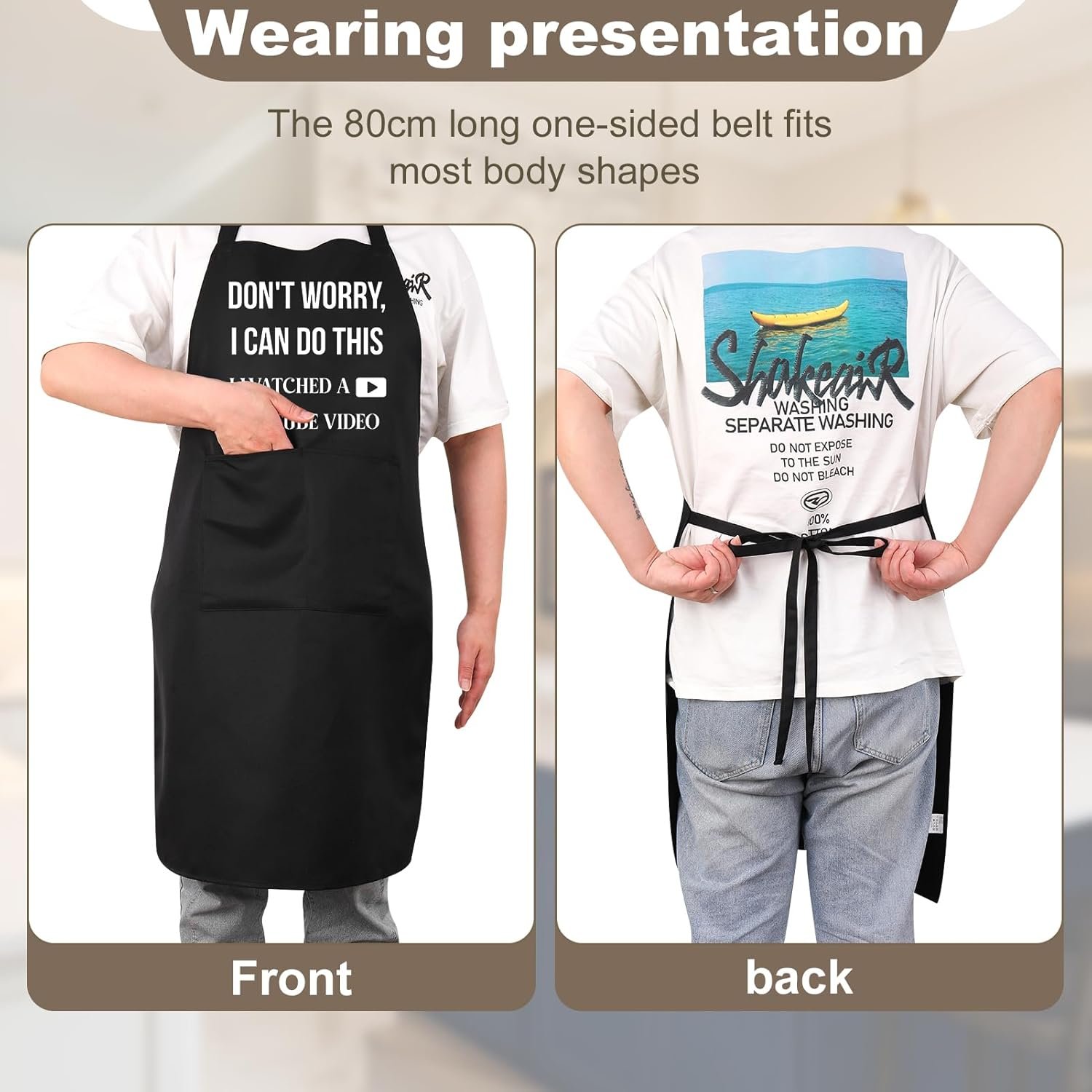 Buy Now : Funny Aprons for Men-DON'T WORRY, I CAN DO THIS,BBQ Apron with Large Pockets, Men's Cooking Apron, Funny Gift for Men, Husband, Dad, Grandad - Image 4