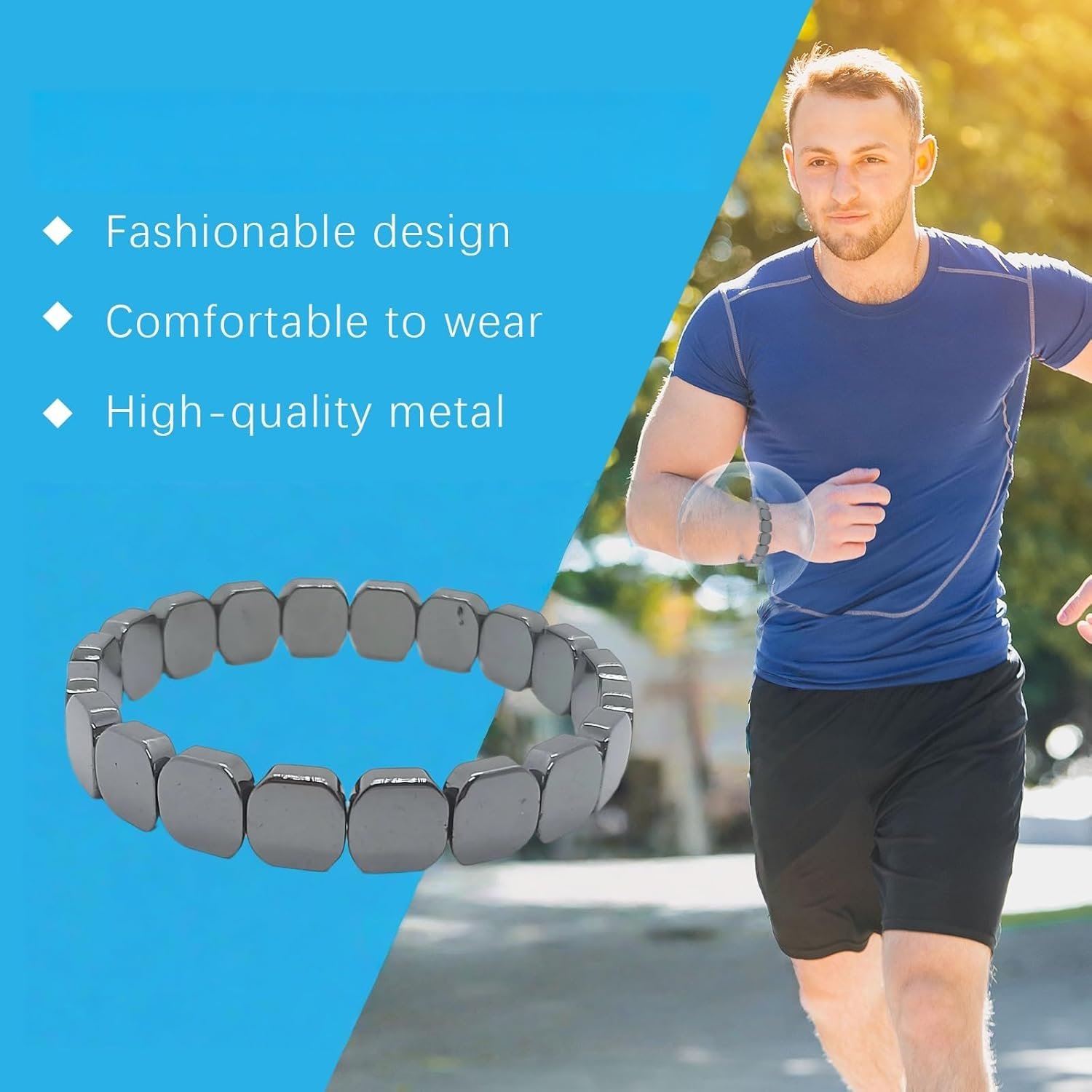 Buy Now : Hemios Hematite Bracelet,Hemis Hematite Bracelet for Men,Black Natural Stone Adjustable Elastic Bracel/ets for Men,Stylish Mens Bracele/ts Gift for Confidence & Strength,Mens Hematit/e Bracele/t - Image 7