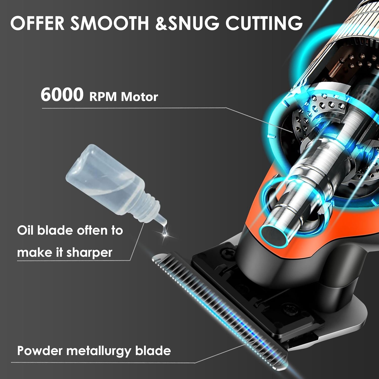 Buy Now : KEMEI 2293 Professional Hair/Beard Trimmer for Men Zero Gapped Hair Clippers for Barber with T Blade, Cordless Rechargeable, Orange - Image 5