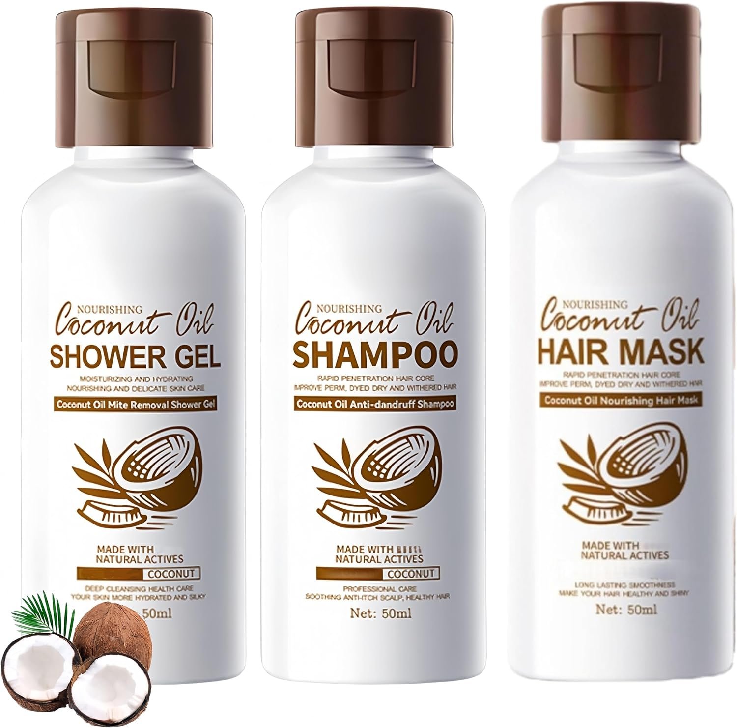 Buy Now : Coconut Oil Travel Size Toiletries,Coconut Bath & Hair Care Set,Travel Shampoo and Conditioner,Min/i Shampoo and Conditioner Se/t,Moisturising Shampo/o and Conditione/r Se/t for Women & Men